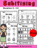 Subitizing Number1-10 Worksheets & Activities free