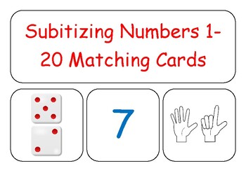 Preview of Subitizing Numbers 1-20 Matching Cards