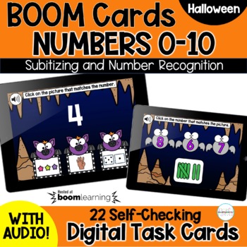 Preview of Subitizing Numbers to 10 Halloween Math BOOM Cards ™ | Digital Task Cards