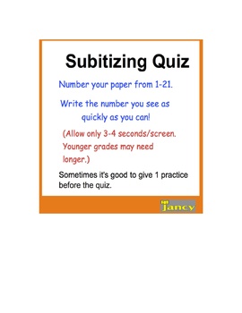 Preview of Can Your Students Subitize? Subitizing Formative Assessment for Smartboard