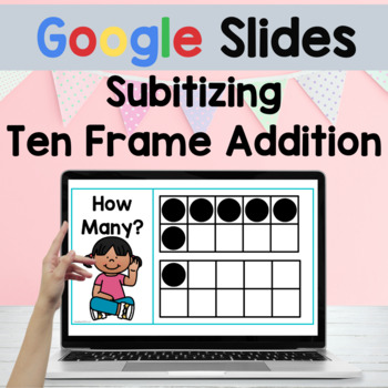 Preview of Subitizing Ten Frame Addition Google Slides to 10 Plus 10