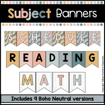 Preview of Subject Banners - Boho Neutral