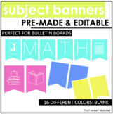 Subject Banners | Pre-Made & Editable Options | 16 Color Options