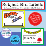 Subject Bin Labels for 4th Grade