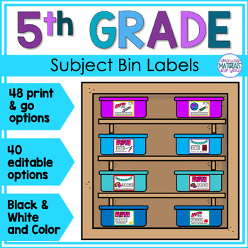 Subject Bin Labels for 5th Grade by Amazing Materials for You by Amy ...