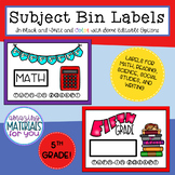 Subject Bin Labels for 5th Grade