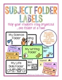 Subject Folder Labels- Help Your Students Stay Organized O