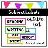 Subject Labels | Bright Colors | EDITABLE