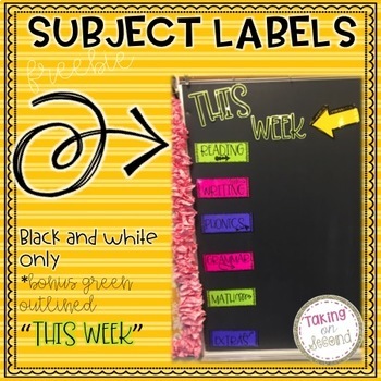 subject labels freebie by taking on second teachers pay teachers