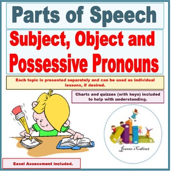 Preview of Subject, Object and Possessive Pronouns, for Instruction and Review.