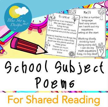 Preview of Rhyming School Subject Poems for Shared Poetry Reading