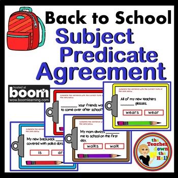 Preview of Subject Predicate Agreement BOOM Cards Back to School Digital
