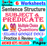 Subject, Predicate, Objects, Types of sentences Worksheets