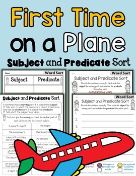 Preview of Subject Predicate Sort Airplane Theme