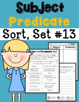 Preview of Subject Predicate Sort Set 13