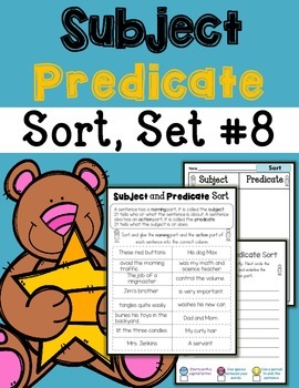 Preview of Subject Predicate Sort Set 8