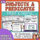 Subject & Predicate Task Cards | Complete and Simple | Print and Digital