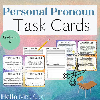 Personal pronouns task cards