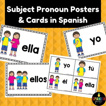 Preview of Subject Pronoun Posters & Cards in Spanish (carteles de los pronombres)