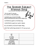 Subject Pronoun Spanish Song Lyrics and Activity