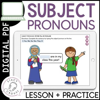 Preview of Pronouns Speech Therapy Subject Pronouns Lesson + Digital Activities PDF
