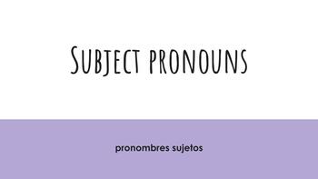 Preview of Subject Pronouns Slide Deck (Spanish - English)