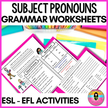 Preview of Subject Pronouns Worksheets | ESL  Daily Grammar Practice