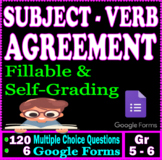 Subject Verb Agreement. 120 MCQs Self-Grading Tests. 5th -