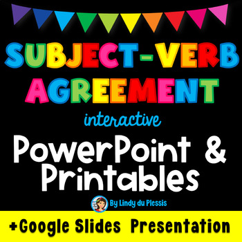 Preview of Subject-Verb Agreement PowerPoint, Worksheets, and Poster (+ Google Slides)