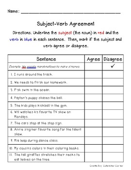 Subject Verb Agreement: Match Your Words - Curvebreakers