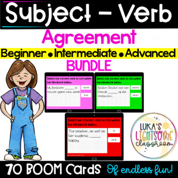 Preview of Subject Verb Agreement Boom Cards Bundle