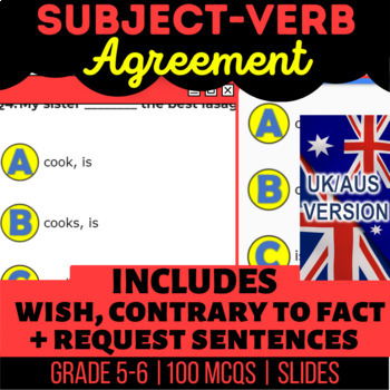 Preview of Subject-Verb Agreement Editable Presentations Wish and Request UK/AUS Spelling