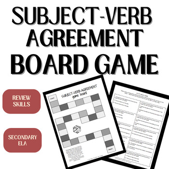 Preview of Subject Verb Agreement FREE Review Board Game for Middle School and High School