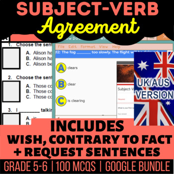 Preview of Subject-Verb Agreement Fillables, Editable Presentations, Forms UK/AUS English