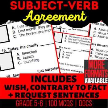 Preview of Subject Verb Agreement Google Docs Worksheets Wish Request Contrary to Fact