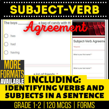 Preview of Subject Verb Agreement Google Forms | Grammar Digital Resources for Grade K 1 2
