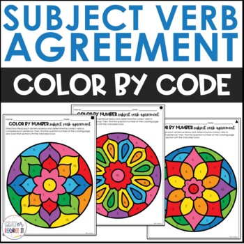 subject verb agreement grammar coloring activity color by number worksheets