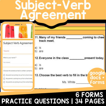 Preview of Subject Verb Agreement Grammar Practice Assessments Digital Resources Grade 3-4