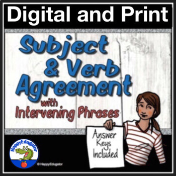 Preview of Subject Verb Agreement Grammar Worksheets - Intervening Phrases with Easel