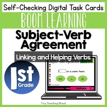 Preview of Subject-Verb Agreement Helping and Linking Verb Boom Cards | Distance Learning