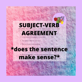 Preview of Subject-Verb Agreement Independent Work - DIFFERENTIATED
