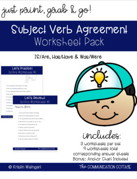 Preview of Subject-Verb Agreement Pack (IS/ARE, HAS/HAVE, WAS/WERE)
