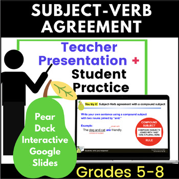 Preview of Subject Verb Agreement Pear Deck Interactive Grammar Lesson and Practice