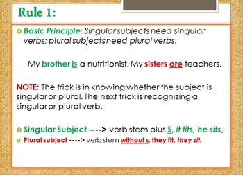 Preview of Subject Verb Agreement PowerPoint and Worksheet Bundle