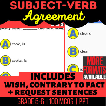 Preview of Subject Verb Agreement PowerPoints | Grammar for 5th and 6th Grade
