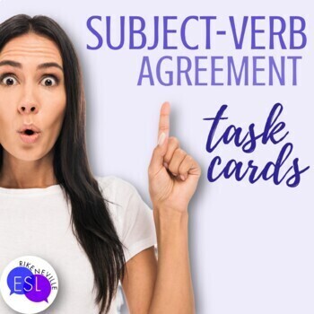 Preview of Subject Verb Agreement Practice for Adult ESL - TASK CARDS