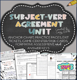 Subject-Verb Agreement Practice, Assessments, Task Cards U