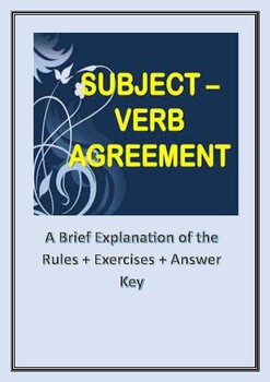 Preview of Subject- Verb Agreement Practice Worksheet with Answers