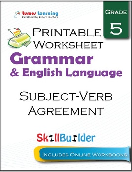 Preview of Subject-Verb Agreement Printable Worksheet, Grade 5