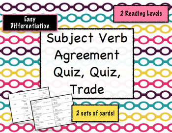 Subject Verb Agreement Game - Quiz and Trade ...